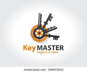 Key master, maker concept sign. Abstract creative key duplication logo concept. Professional skilled key cutter sign.