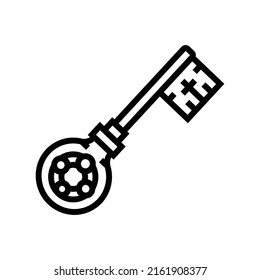 key medieval line icon vector. key medieval sign. isolated contour symbol black illustration