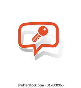 Key Message Sticker, Orange Chat Bubble With Image Inside, On White Background