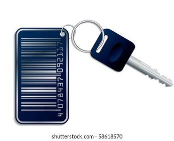 Key with metallic bar-code access