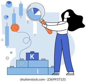Key metrics. Vector illustration. Data-driven decisions are made based on key metrics and statistical analysis Key metrics provide standardized measurement performance The report presents
