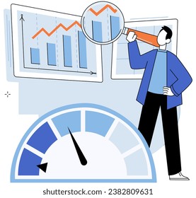 Key metrics. Vector illustration. Key metrics serve as indicators financial health and performance Efficient management key metrics drives success in finance The statistic report highlights