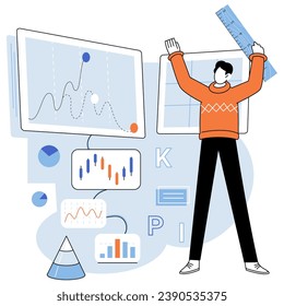 Key metrics. Vector illustration. Statistics offer valuable insights for professional financial analysis The dashboard presents key metrics in visually appealing format for easy interpretation