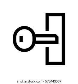 Key mini line, icon, background and graphic. The icon is black and white, linear  flat, vector, pixel perfect, minimal, suitable for web and print. 