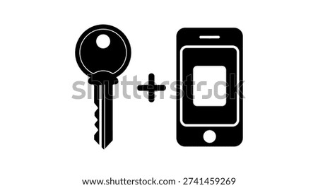 A key and mobile phone combined icon