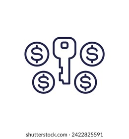 Key money line icon, payment to landlord vector