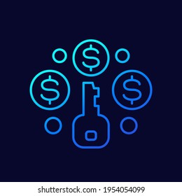 Key money line icon, vector