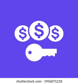 Key money vector icon, payment to a landlord