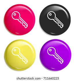 Key multi color glossy badge icon set. Realistic shiny badge icon or logo mockup