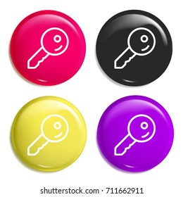 Key multi color glossy badge icon set. Realistic shiny badge icon or logo mockup