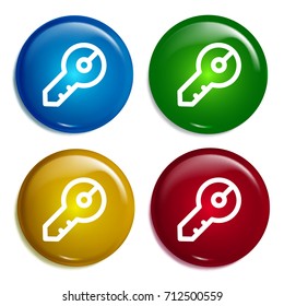 Key multi color gradient glossy badge icon set. Realistic shiny badge icon or logo mockup