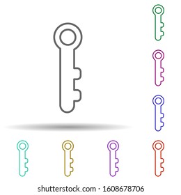Key multi color icon. Simple thin line, outline vector of web icons for ui and ux, website or mobile application
