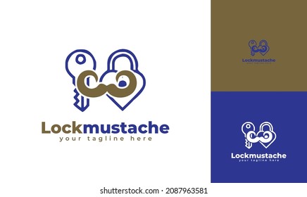Key mustache logo design. vector