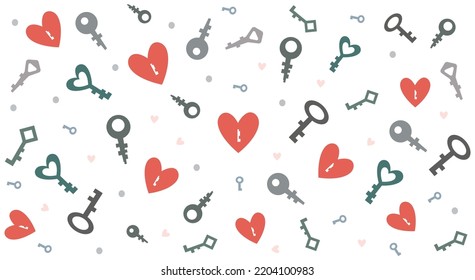 Key to my Heart seamless vector pattern for gift paper  wallpaper  bag  textile  postcard  poster  clothes  souvenirs  decoration  banner  merchandise  Keys   Hearts background illustration  EPS 10 