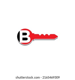 Key With Negative Space Letter B Logo Icon 001