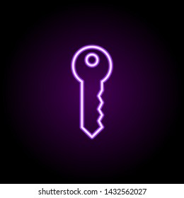 key neon icon. Elements of hotel set. Simple icon for websites, web design, mobile app, info graphics