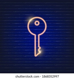 Wichtigstes Neonzeichen. Datenschutzkonzept. Vektorgrafik für Webdesign.
