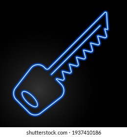 Key neon sign, modern glowing banner design, colorful modern design trends on black background. Vector illustration.