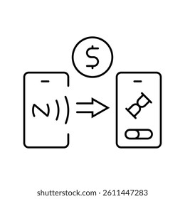 key nfc technology line icon vector. key nfc technology sign. isolated contour symbol black illustration