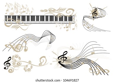 Key  notes and piano keyboard