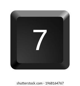 Key with number 7. Black computer keyboard. Button icon vector illustration. 