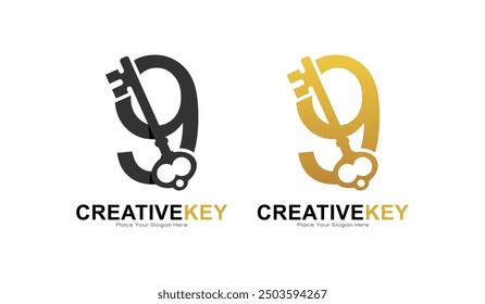 Key Number 9 logo vector design. This is suitable for business, poster, initial, safety and security Letter Design Vector