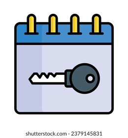 Clave sobre el diseño vectorial de calendario aislado en fondo blanco