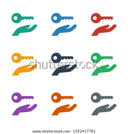 key on hand icon white background. Editable filled and line key on hand icon from success. Trendy key on hand icon for web and mobile.
