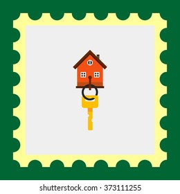 Key on hook with house figure