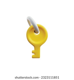 Tecla sobre anillo metálico icono o símbolo representado en la ilustración vectorial 3D realista aislada en fondo blanco. Símbolo clave de acceso seguro y seguridad de la propiedad.