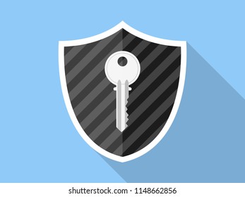 Key on Shield Safe Password Protection Illustration Vector