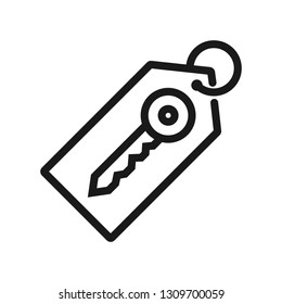 key on tag. minimal thin line web icon. simple vector illustration outline. concept for infographic, website or app.