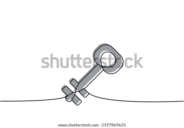 Key one line colored continuous drawing.\
Home key continuous one line colorful illustration. Vector\
minimalist linear\
illustration