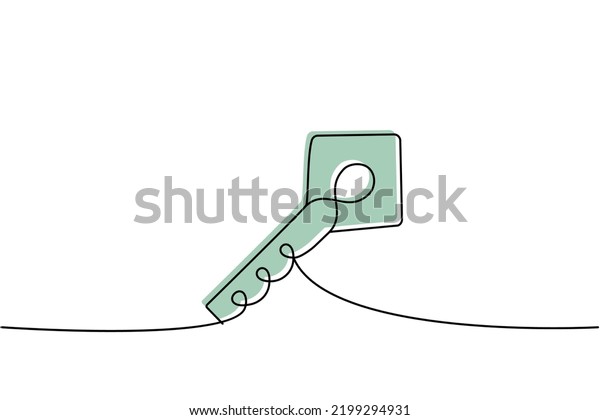 Key one line colored continuous drawing.\
Home key continuous one line colorful illustration. Vector\
minimalist linear\
illustration