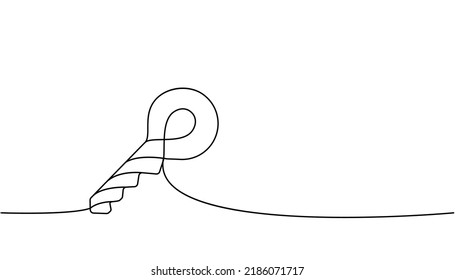 Key one line continuous drawing. Home key continuous one line illustration. Vector minimalist linear illustration