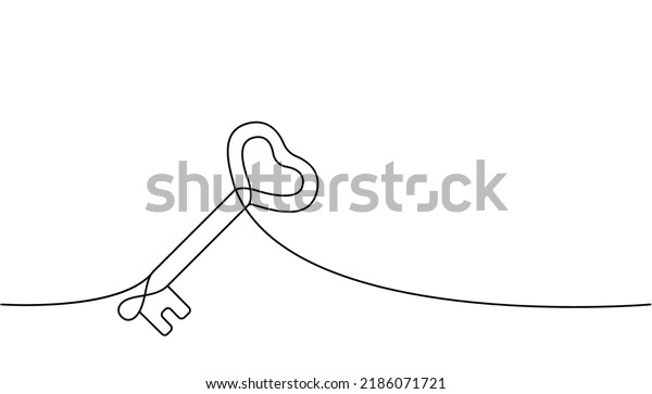 Key\
one line continuous drawing. Home key continuous one line\
illustration. Vector minimalist linear\
illustration
