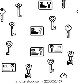 Key For Open And Close Padlock vector seamless pattern thin line illustration