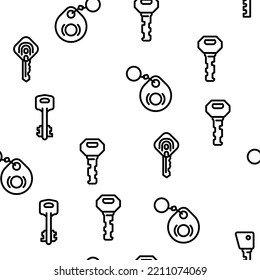 Key For Open And Close Padlock vector seamless pattern thin line illustration