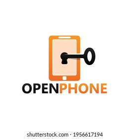 Key open mobile phone logo template design