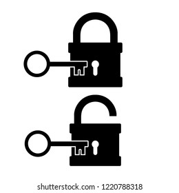 The key opens the lock icon, the logo on a white background