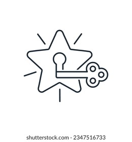 The key opens a new star.Vector linear icon isolated on white background.