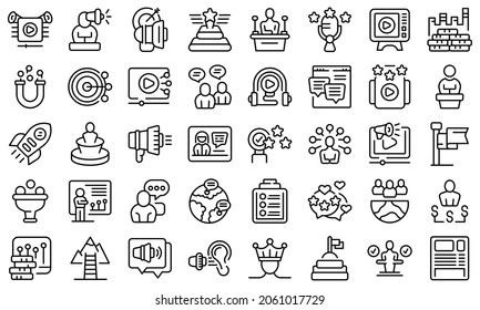 Key Opinion Leader Icons Set Outline Vector. Key Strategy. Business Leadership