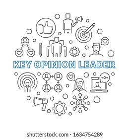 Key Opinion Leader linear banner. Vector KOL round concept outline illustration