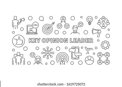 Key Opinion Leader linear horizontal banner - vector KOL concept outline illustration