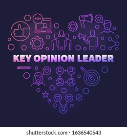Key Opinion Leader vector concept colored thin line heart illustration on dark background
