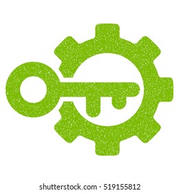Key Options grainy textured icon for overlay watermark stamps. Flat symbol with dirty texture. Dotted vector eco green ink rubber seal stamp with grunge design on a white background.