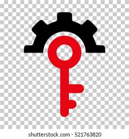 Key Options icon. Vector pictograph style is a flat bicolor symbol, intensive red and black colors, chess transparent background. Designed for software and web interface toolbars and menus.