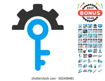 Key Options pictograph with bonus 2017 new year clip art. Vector illustration style is flat iconic symbols,modern colors, rounded edges.