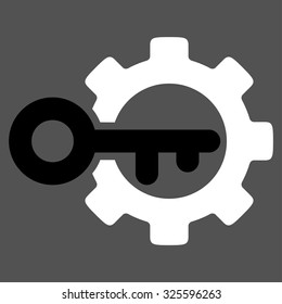 Key Options vector icon. Style is bicolor flat symbol, black and white colors, rounded angles, gray background.