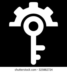Key Options vector icon. Style is flat symbol, white color, rounded angles, black background.